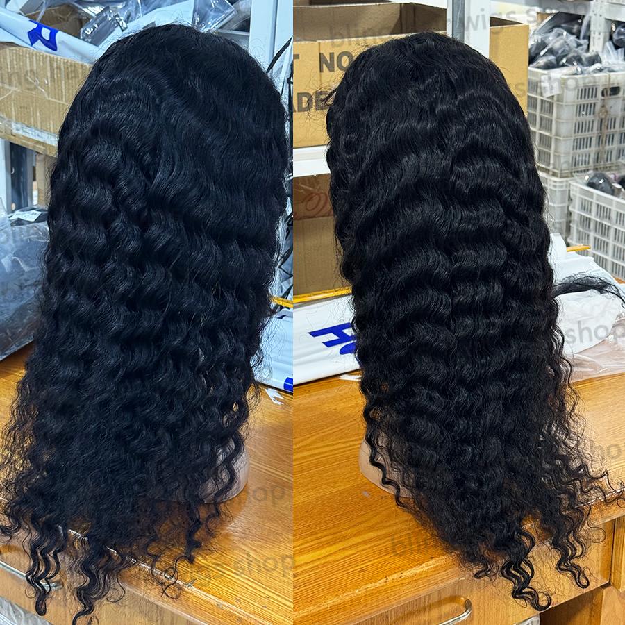 Bling Hair Deep Wave With Drawstring V Part Wigs Beginner Friendly No Leave Out Real Scalp Ready to Wear Glueless Wig 100% Human Hair 180% Density Curly Wigs For Women