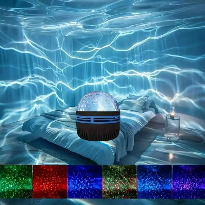 3D Water Ripple Projection Lamp, RGB Remote Control Ambient Night Light, Bedroom Living Room Decorative Light, Perfect Gift Idea, Decorative Atmosphere Lamp