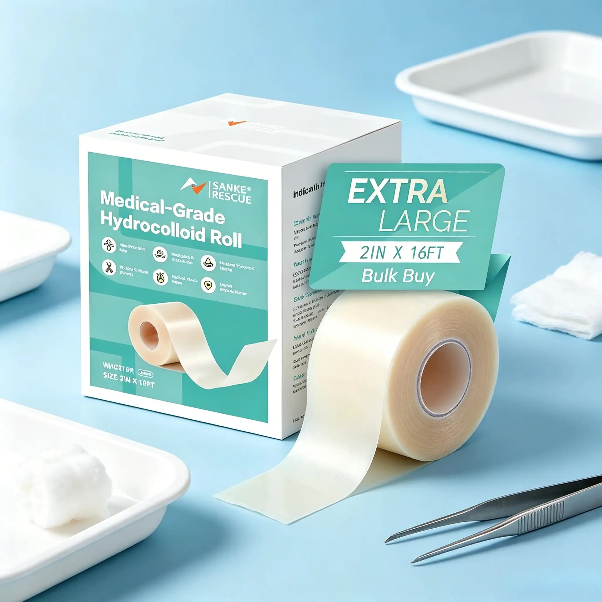 Cuttable Hydrocolloid Dressing Roll, Wound Care, Facial Scar Repair Patch, Scar Tape For Facial Lines, Extra Large, Self-Adhesive, High Absorbency, Waterproof, First Aid Kit Item