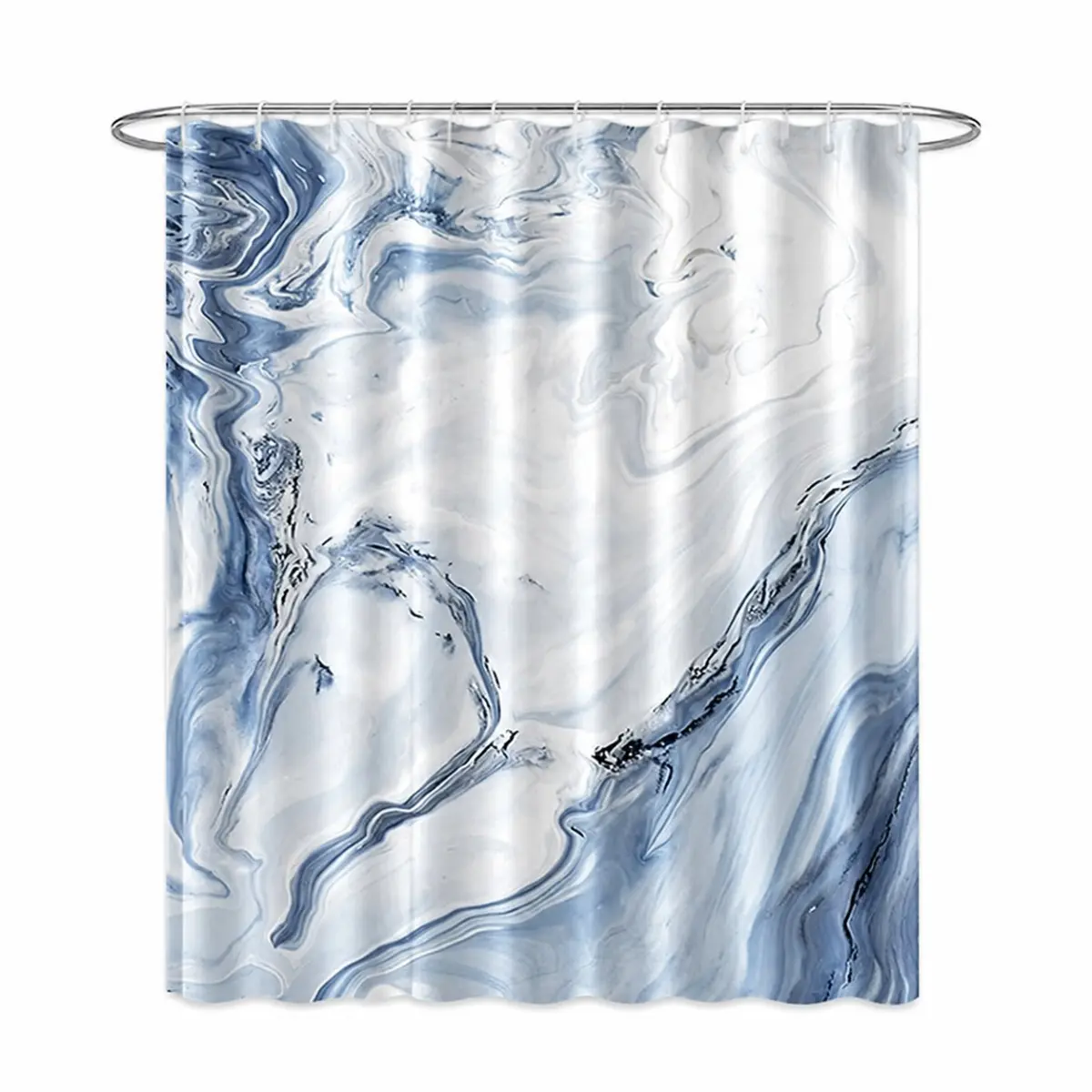 Blue Marble Wave Abstract Shower Curtain, Ocean Inspired Bathroom Decor with Modern Swirl Pattern, Artistic Bath Curtain for Contemporary Home