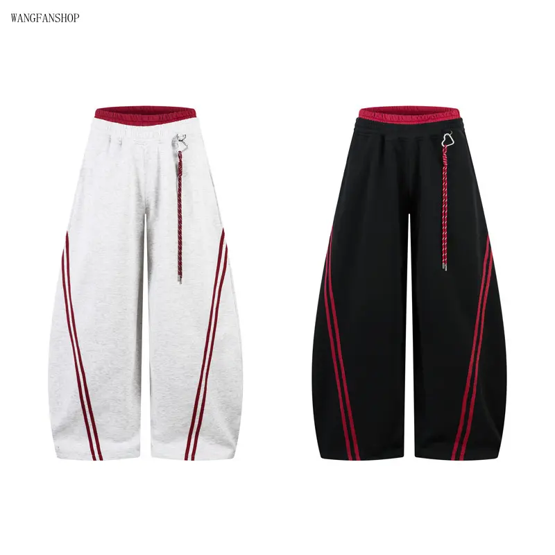 Unisex Oversized Side Stripe Baggy Wide Leg Joggers, Soft Breathable Casual Streetwear Sweatpants, Loose All Season Bottoms for Daily Loungewear & Father’s Day Gift Outfits,Rapper,Costume,Set with Chains,Touch,Screen,Fleece Winter Set