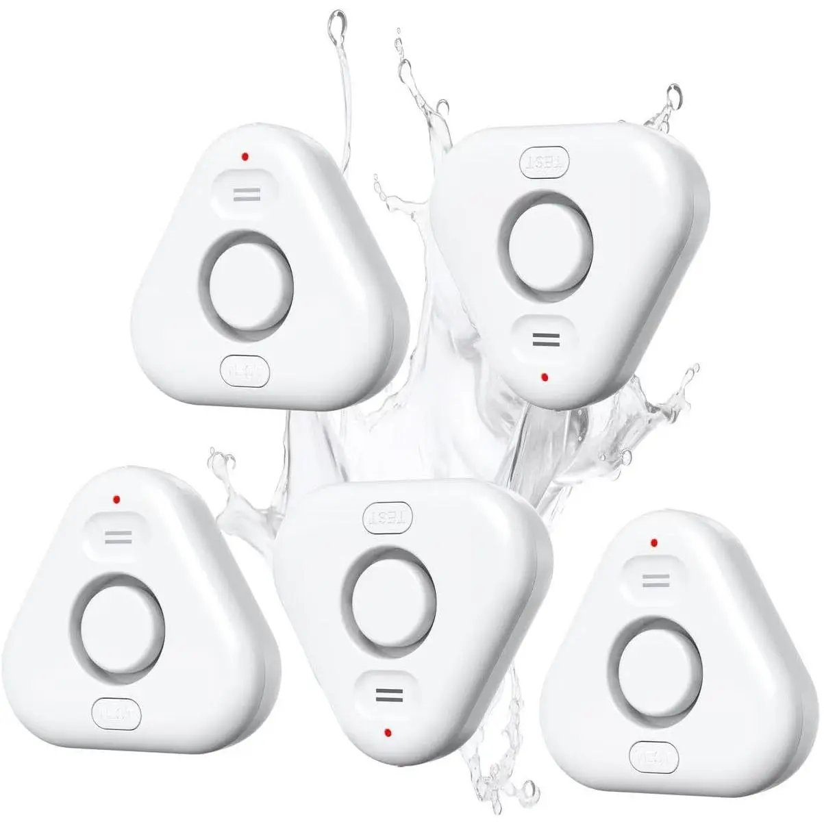 5 Pack Water Leak Detectors for ,  4 Levels Adjustable Audio 0-120dB Water Sensor  Leak Detector with Leak and Drip Alert, IP66 Water Leak Sensor for Basements Kitchen Sink Laundry
