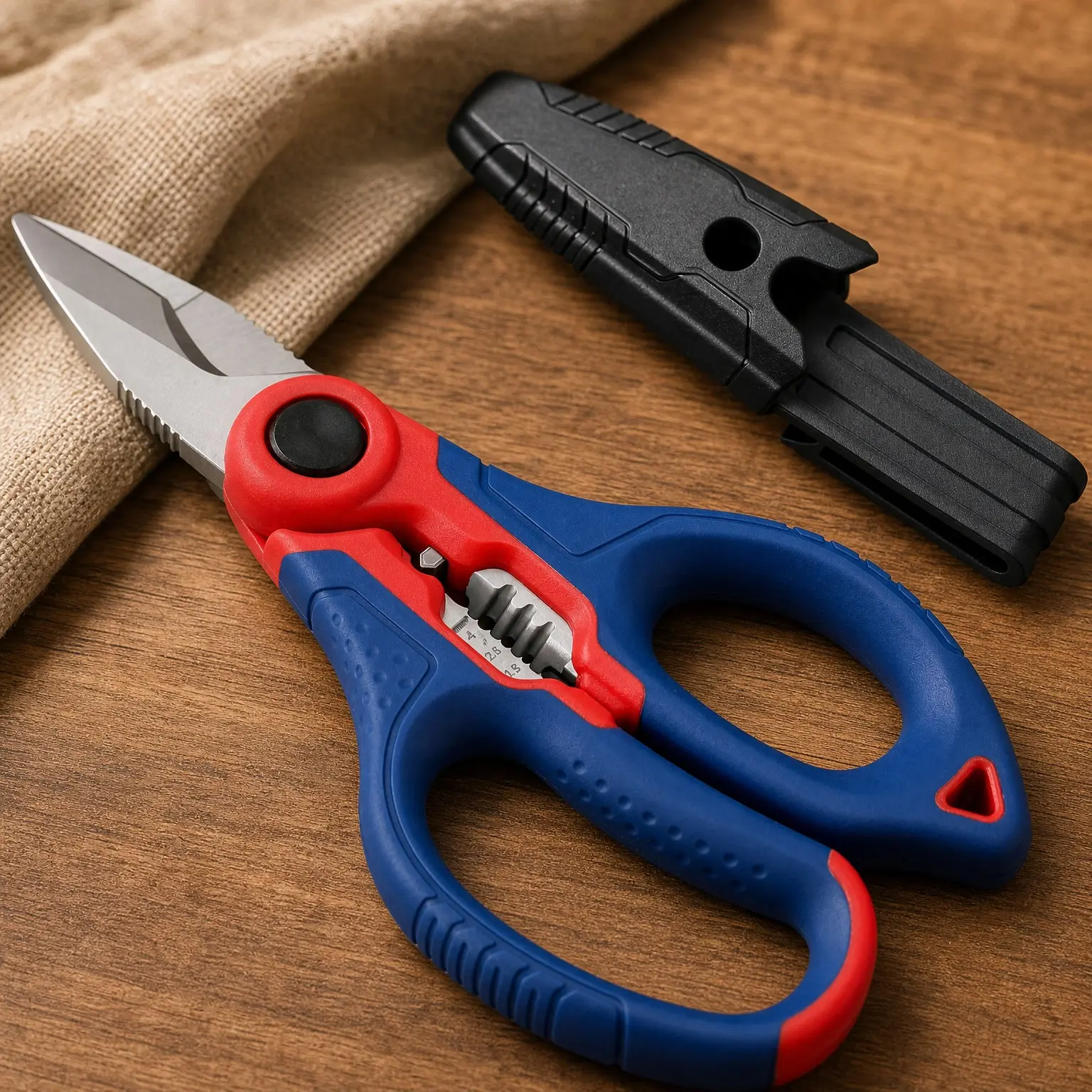 Stainless Steel Electrician Scissors, 6.4" Professional Wire Stripper Shears for Soft Cable (Not Suitable for Diving Use)