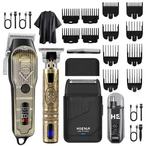 Home four in one grooming set, Hair trimmer, carving push and reciprocating shaver, alloy blade with low-noise operation without pulling hair, easy to shape gradient oil head shape, supports USB portable storage, versatile for home, business and travel