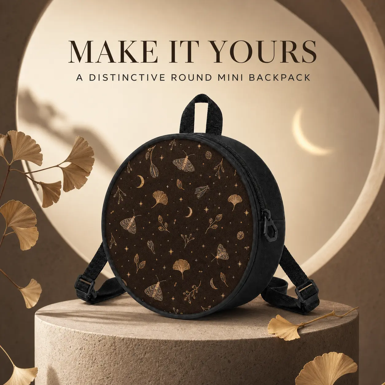 Women's Round Mini Backpack, Floral Print Small Daypack Purse, Cute Botanical Shoulder Bag for Girls Teens, Lightweight Travel Backpack with Adjustable Straps, Casual Everyday Bag for School, Shopping, Vacation, Spring Summer Outfit, Gift for Women