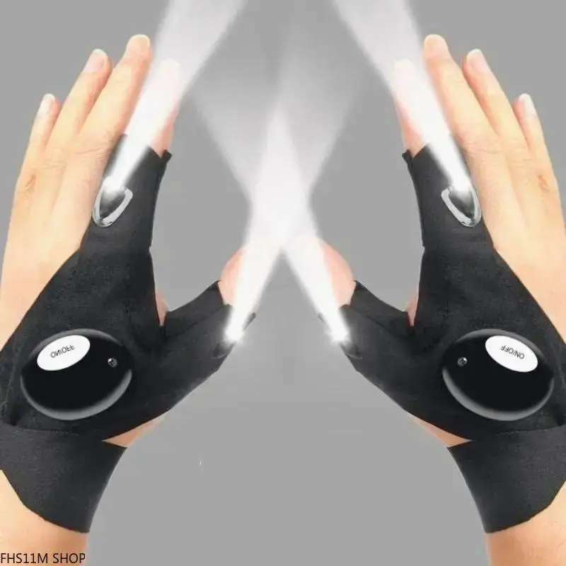 LED Flashlight Gloves (1 Pair), Adjustable Hands-Free Finger Lights, Water-Resistant Mechanic Equipment for Auto Repair & Camping, Led Lights, Tech Gadgets, Outdoor Gadgets, Luminous, Tools And Gadgets, Brightening