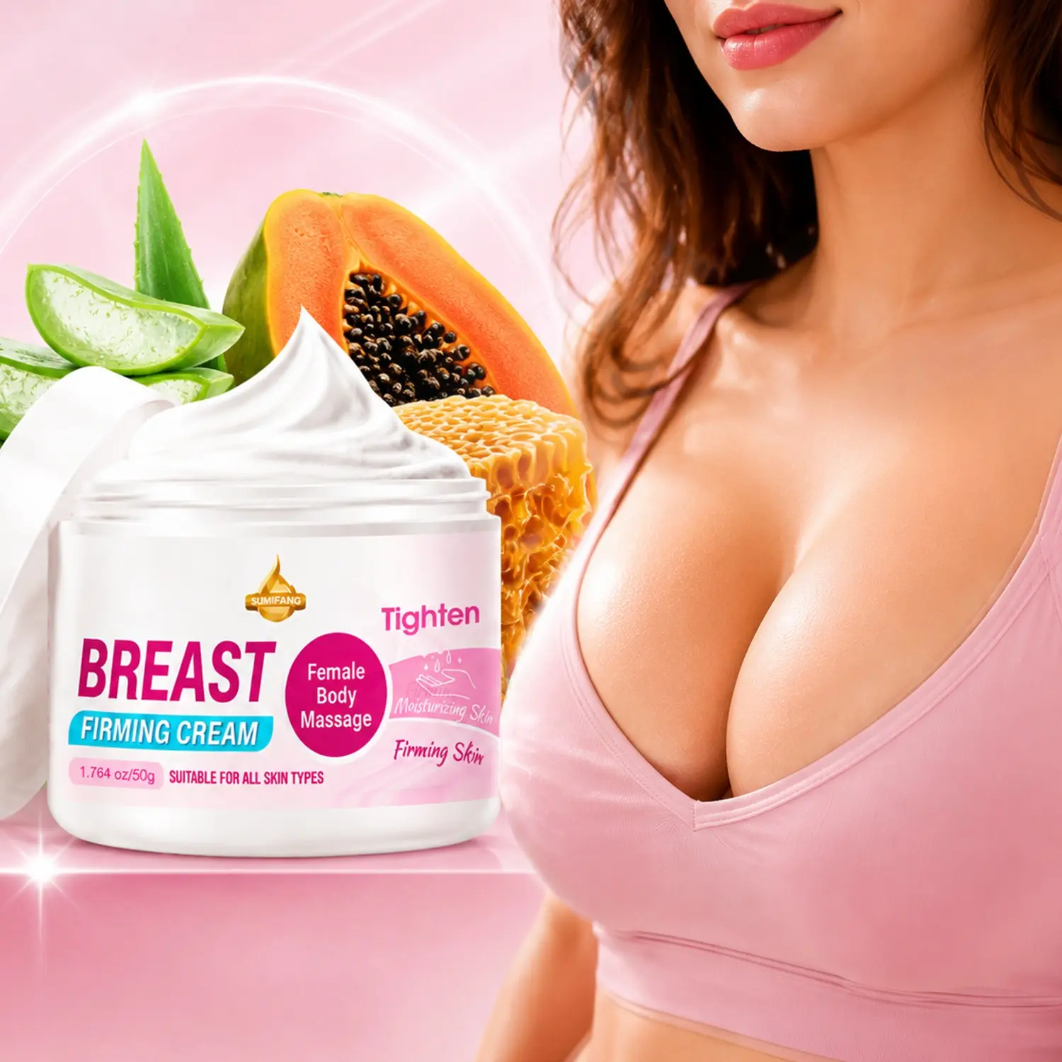 Breast Care Cream, Deep Hydration + Firming Formula, No Formaldehyde, Non-Greasy, Unscented, Improves Skin Texture, Suitable for All Skin Types