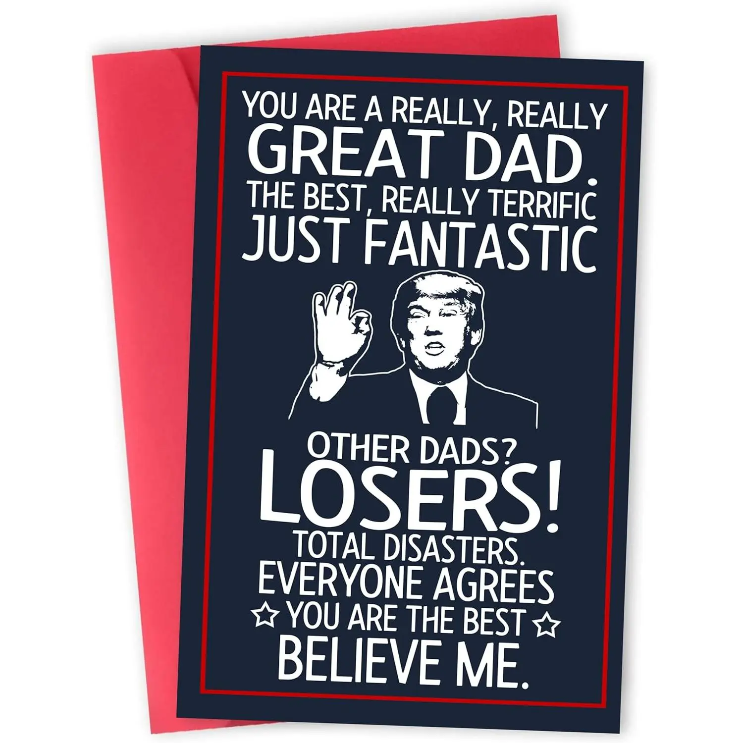 Humorous Greeting Card - 300gsm Premium Quality, Witty & Sarcastic Message, Heartfelt Message to Father - Funny Gift for Husband - Ideal for Father's Day, Retirement, Birthday (From Family)
