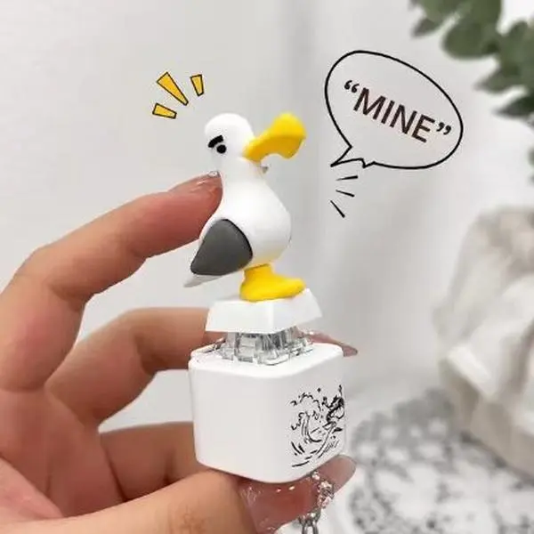 Seagull Mine Sound Button Keychain, LED Light Up Talking Fidget Clicker, Rechargeable Funny Stress Relief Toy, Cute Meme Prank Backpack Charm Gift For Teens Adults