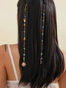 Boho Crystal Bead Hair Chain Set, Vintage Women's Braided Hair Accessory, Beach Party Essential, Trendy Braiding Tool, Boho Aesthetic, Vintage Appeal, All Seasons
