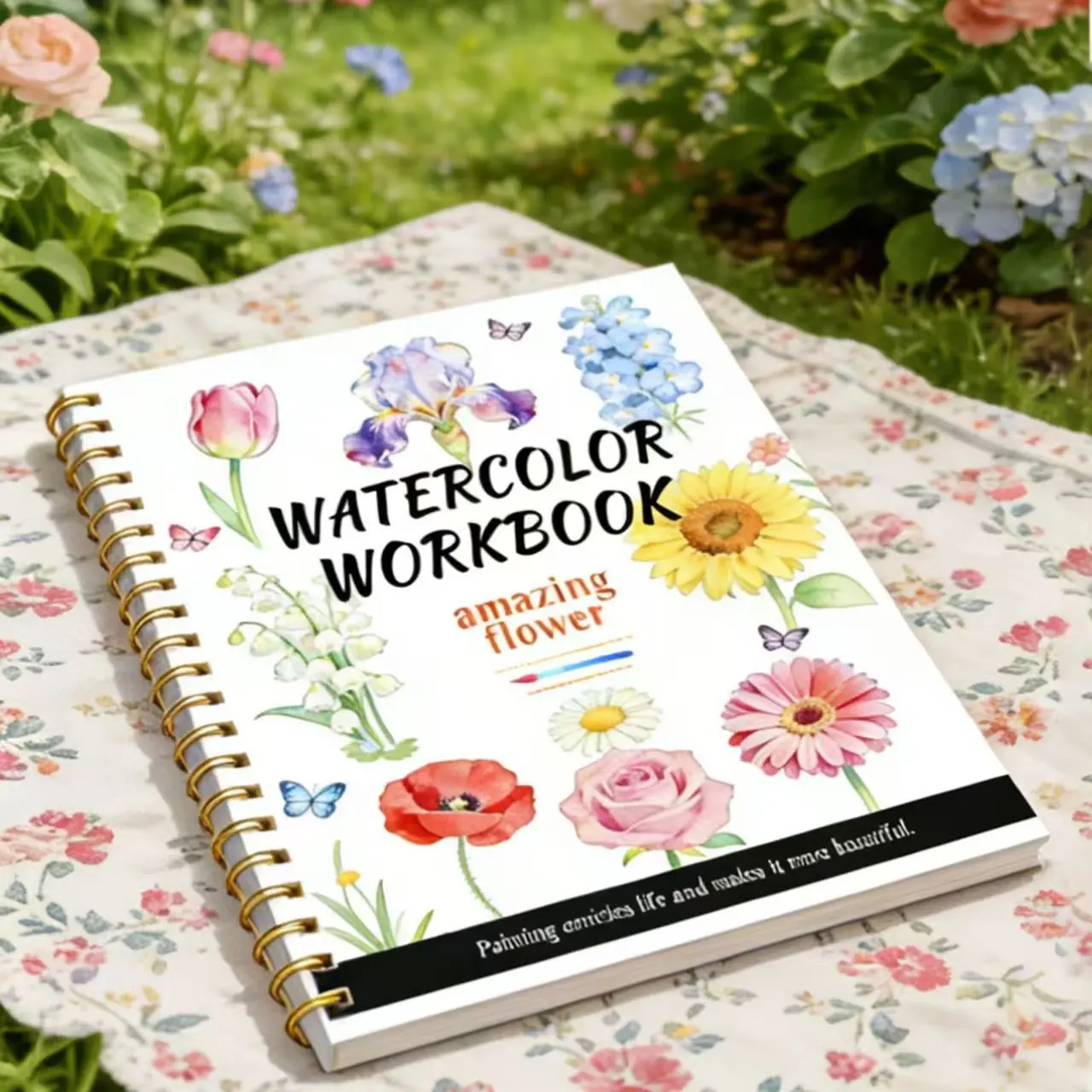 Watercolor Floral Practice Coil Notebook, High-Quality Semi-Cotton Watercolor Paper, Dual-Coil Spiral Binding, Ideal for Watercolor Artists