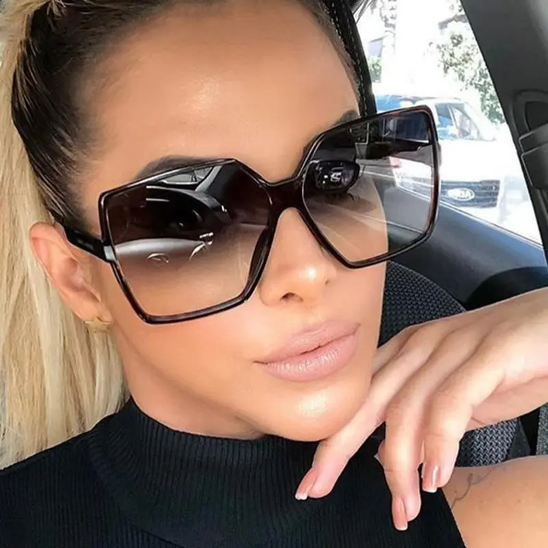 Women's Large Frame Sunglasses with Ombre Lenses, Trendy Frames with UV400 Protection for Casual Outdoor Wear, Anti Uv Glasses, Trendy Frames Sunglasses