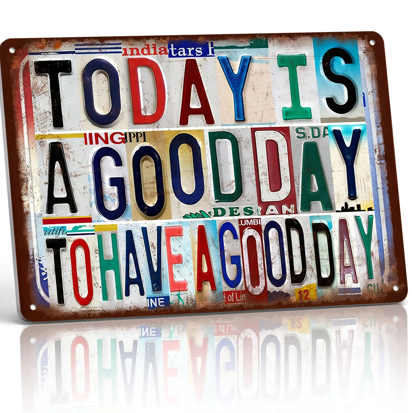 "Today Is A Good Day" 8x12 Aluminum License Plate Letter Sign - Aluminum-Based Home Signs, Retro Rustic Quote Wall Art Plaque, Weatherproof Decor for Home, Motivational Gift