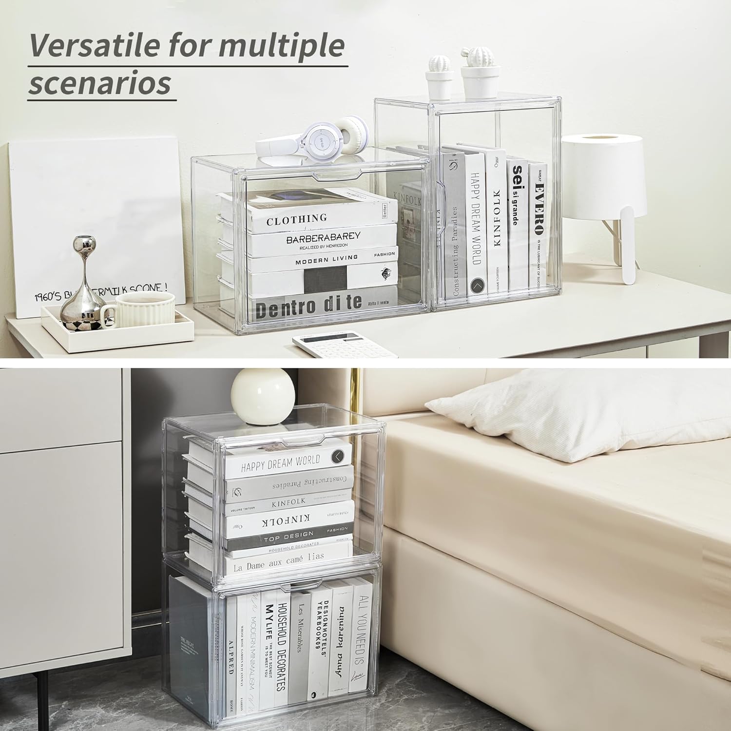 Cube Storage Organizer  Book Case Display Case Box Stackable Book Storage Containers With  Door Clear Plastic Portable Organizer For Living Room Bedroom 1 Pack