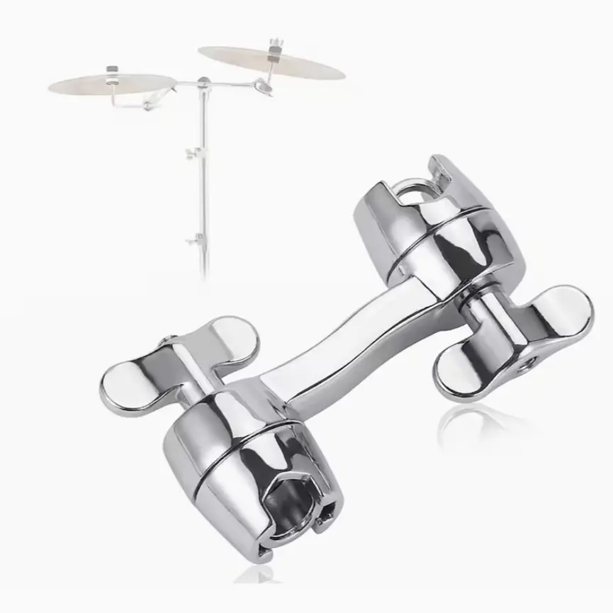 Drum Rack Dual-Head Clamp, Adjustable Angle and Tightness, Shockproof and Stable, Quick Install, Ideal for Practice and Performances