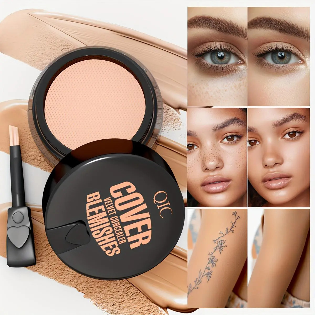 Three-Color Concealer Balm, Multi-Effect Waterproof Sweatproof Body Concealer, Long-Lasting Moisturizing Coverage for Dark Circles, Crow's Feet, Imperfections, Foundation
