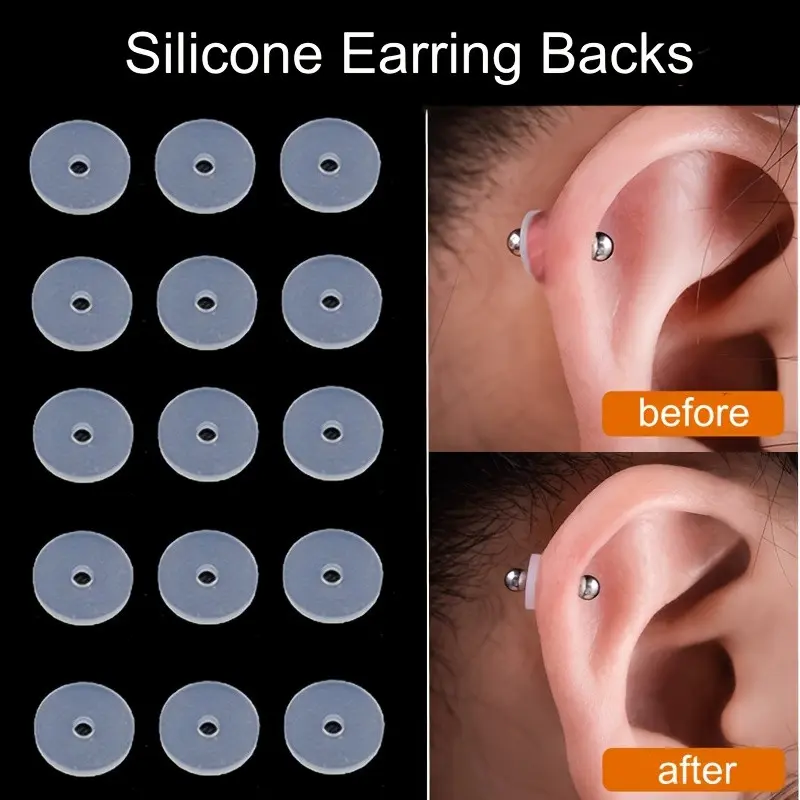 15 Pcs Transparent Silicone Ear Stoppers, Non-Disposable, Soft Comfortable Earring Caps, Earring Backings, DIY Jewelry Accessories, 9mm Size