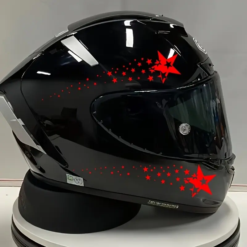 2D Motorcycle Helmet Sticker, 4 Star Pattern, Waterproof Durable Racing Style, for Helmets, Fuel Tank, Engine Cover, Multiple Colors Available