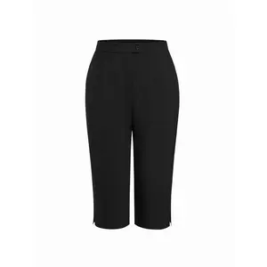 Cider Mid Rise Solid Legging Capri Pants Curve & Plus