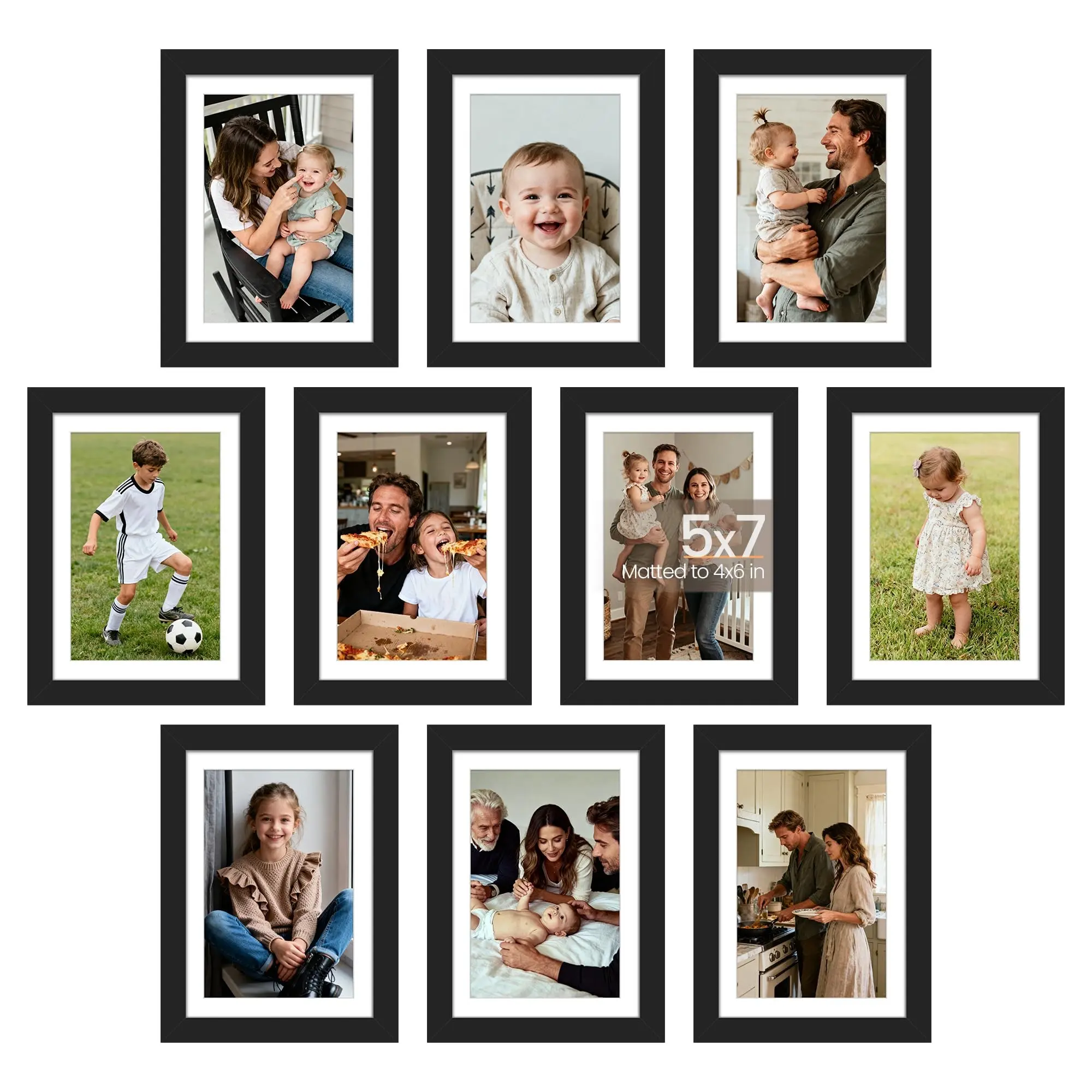 5x7 Inch Photo Frames, Wall or Desk Decor, Perfect for Home, School, Office, Multiple Photos Collage Display