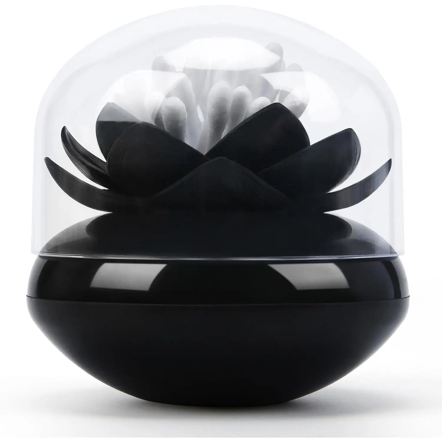 Lotus  Swab Holder, Qtip Dispenser, Toothpicks Container-Black | Elegant lotus  bud swab Dispenser.Qtip Holder Dispenser for Bathroom Counter,Qtip Holder Bathroom Set,toothpick holder
