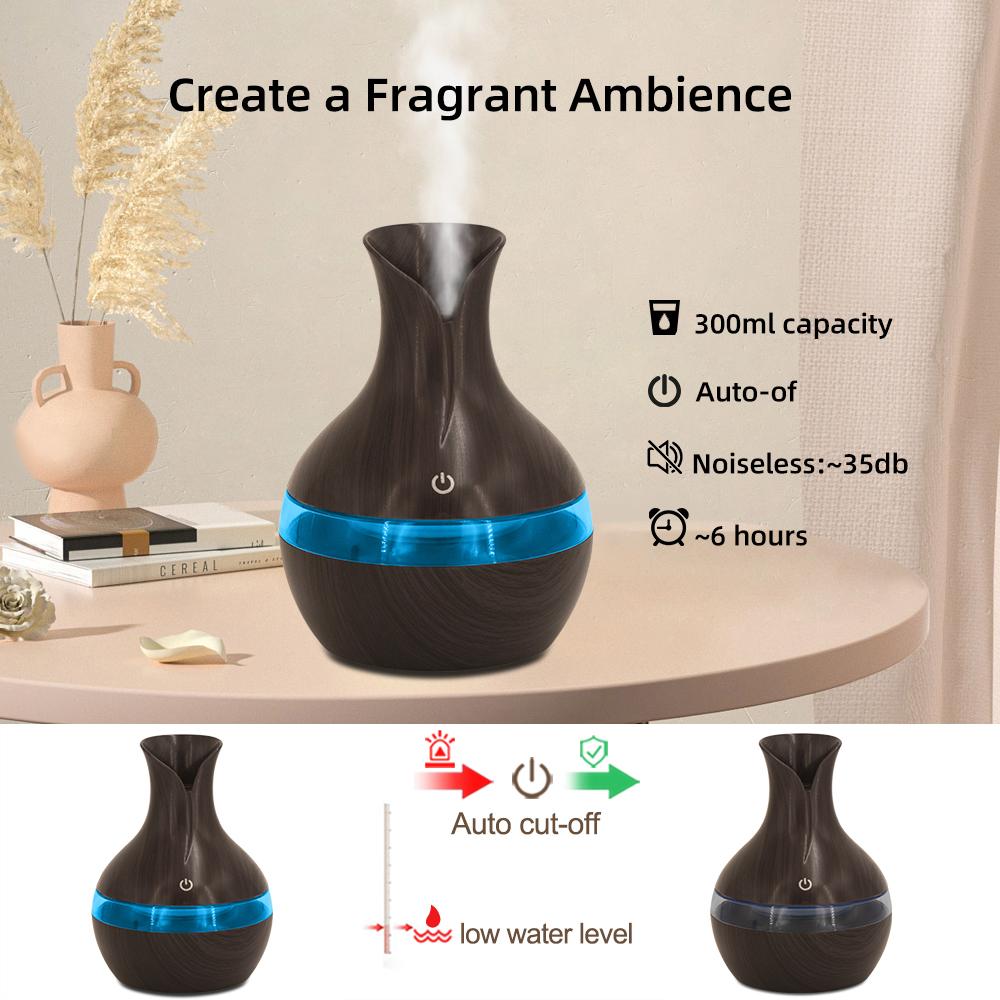 300ml Smart Humidifier Diffuser with Remote Control  Night Light Auto Shut Off Ultra Quiet for Women Men Home Decor