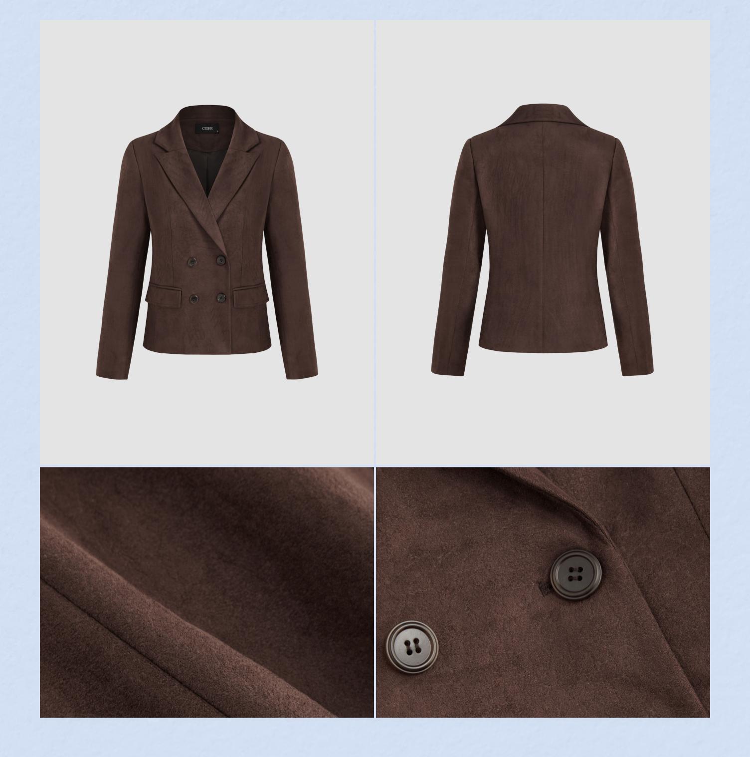 Cider [size 2-10] Suede Collar Solid Pocket Button Oversized Blazer