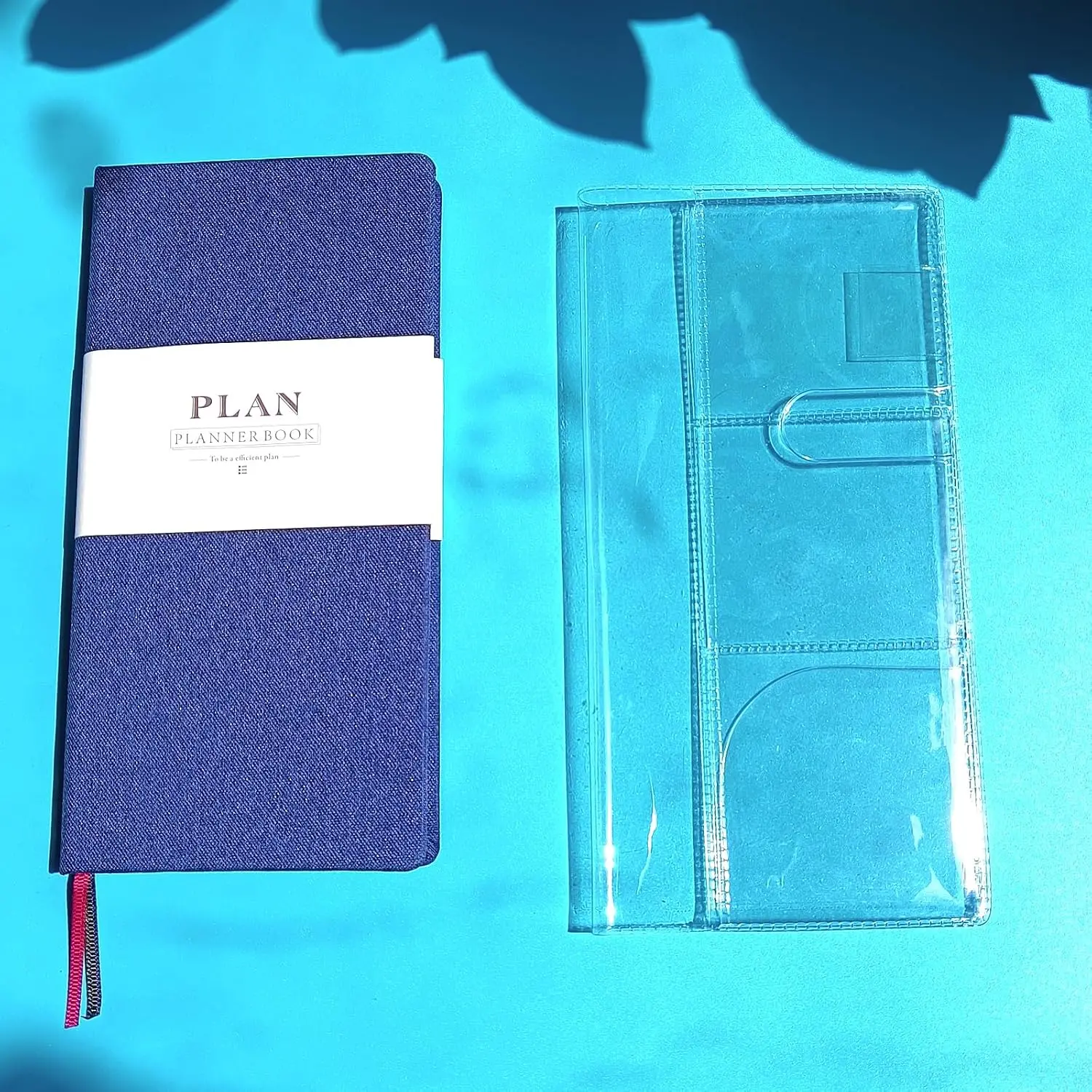 Undated Weekly Planner A6 Size, Blue with Clear Cover | Weekly & Monthly, Pocket Organizer, Portable Travel Notebook, Office Schedule Book