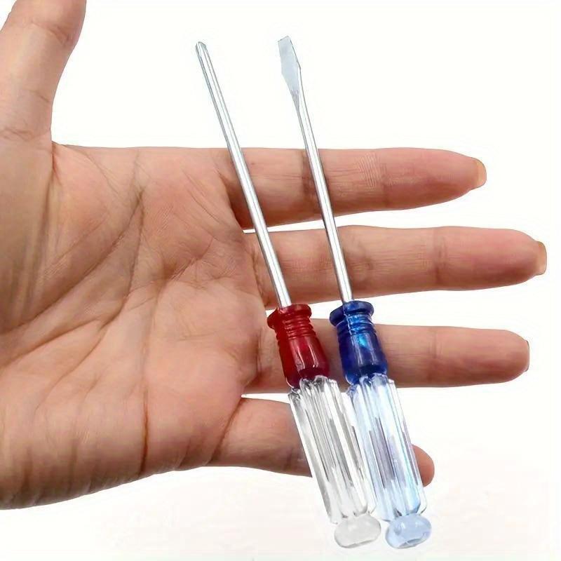 Precision Phillips Crystal Screwdriver Set - Small Slotted Head, Ergonomic Transparent Handle, Magnetic Tip for Secure Hold - Ideal for Household & Industrial Mini Projects