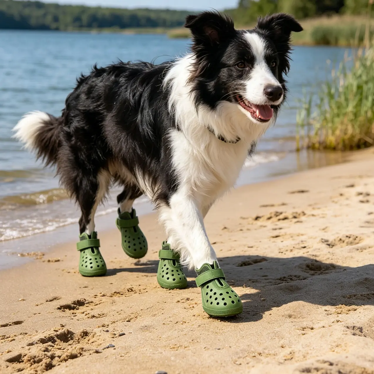 4 Pairs New Fashion Breathable Dog Shoes Puppy Shoes, Anti-Slip Rubber Pet Sandals, Adjustable Velcro, Hollow Out Dirty Proof, Medium Small Dogs, Summer Outdoor