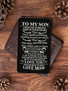 Son and daughter gifts: wallet card given to son by mother and father, engraved metal wallet inner card, son's love message coming of age, perfect son and daughter birthday gift, Christmas gift