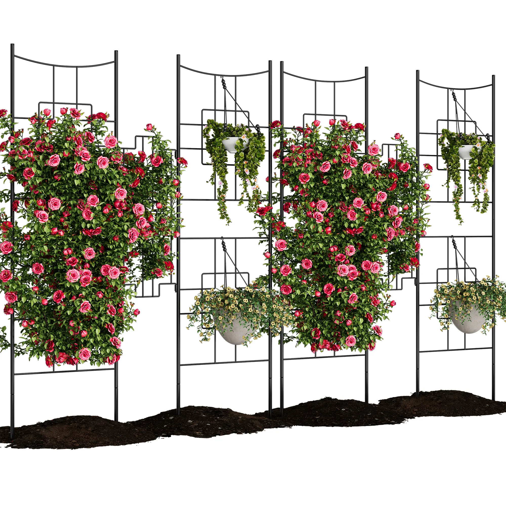 21x72 in/51 x 66 in Metal Garden Trellis - 5.5 FT Black Trellis for Climbing Plants, Roses, Vegetables & Flowers, Rustproof Plant Support Frame & Privacy Screen, 2 Pack