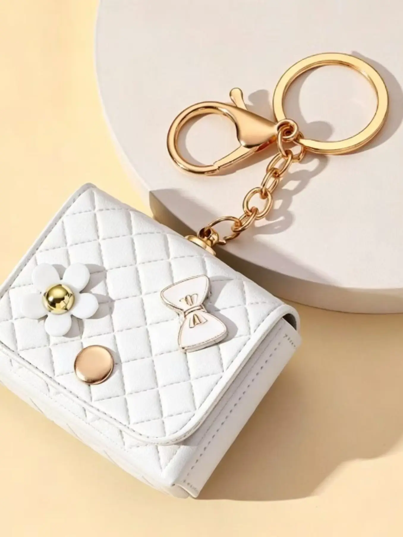 Mini Rhombus Leather Keychain Wallet Compact Storage Pouch Key Ring Accessory Portable Bag Charm for Girl Women Fashion Leather Wallet Cute Wallets