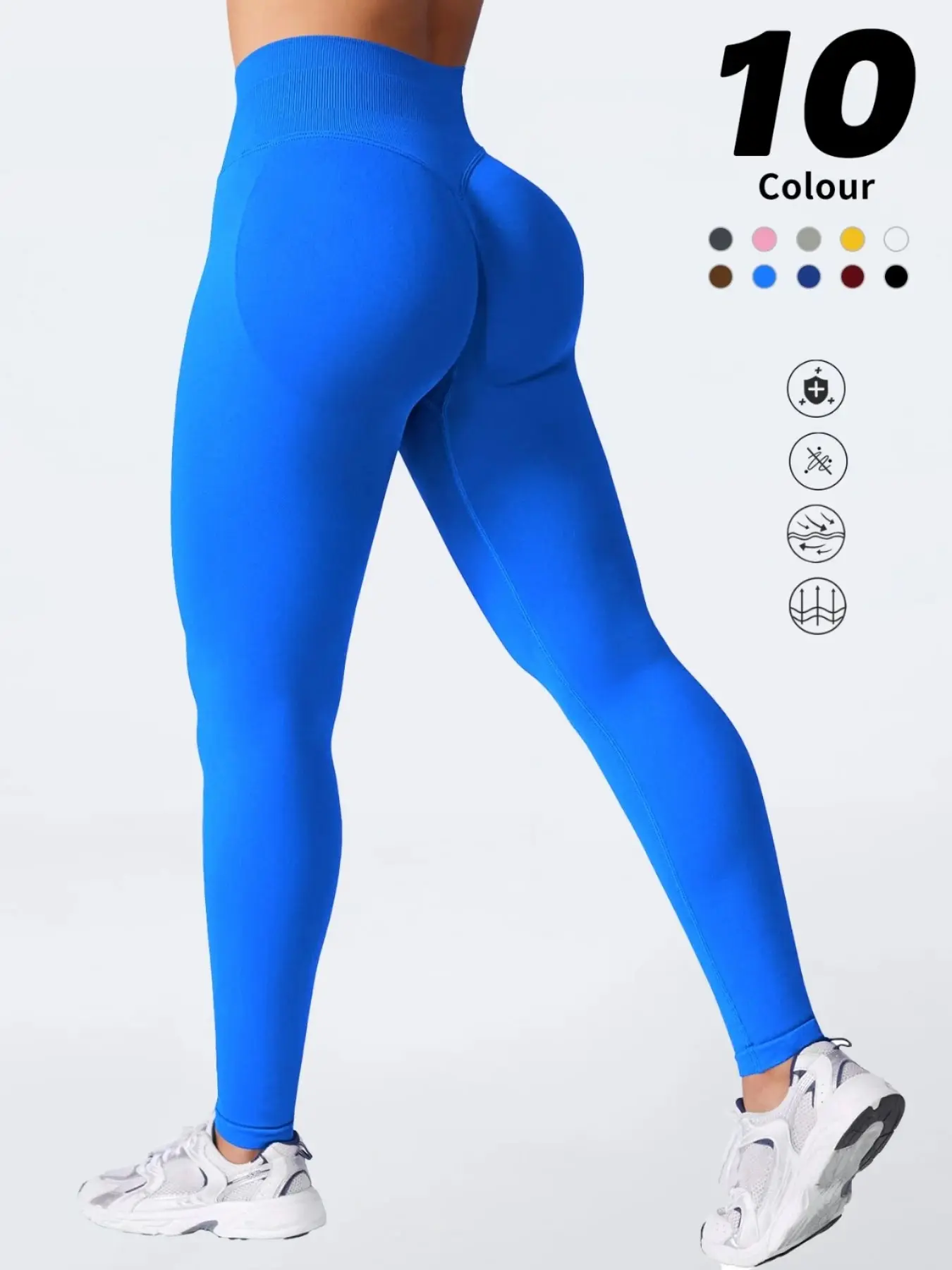 Women's High Waist V-Back Ruched Butt Lifting Yoga Pants, Smooth Naked Feel Tummy Control Sports Long Pants, Anti-Showthrough High Stretch Fitness Running Yoga Pants, Knitted Sports Pants