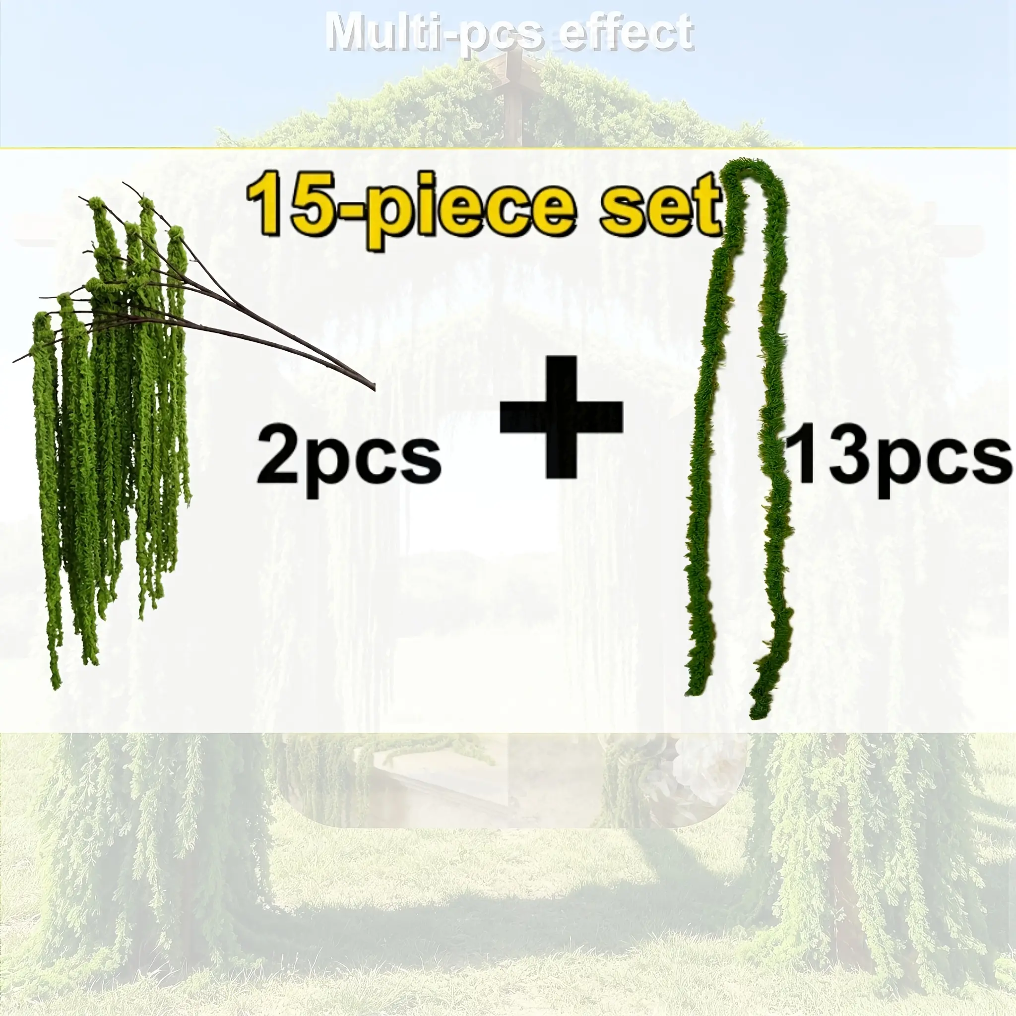 15-Piece Set - Artificial Amaranth Flowers - Elegant Green Wisteria Hanging Flowers, suitable for Bohemian homes, parties, wedding centers, Christmas, Valentine's Day, outdoor garden decorations, photography props, bridal bouquet accessories, natural