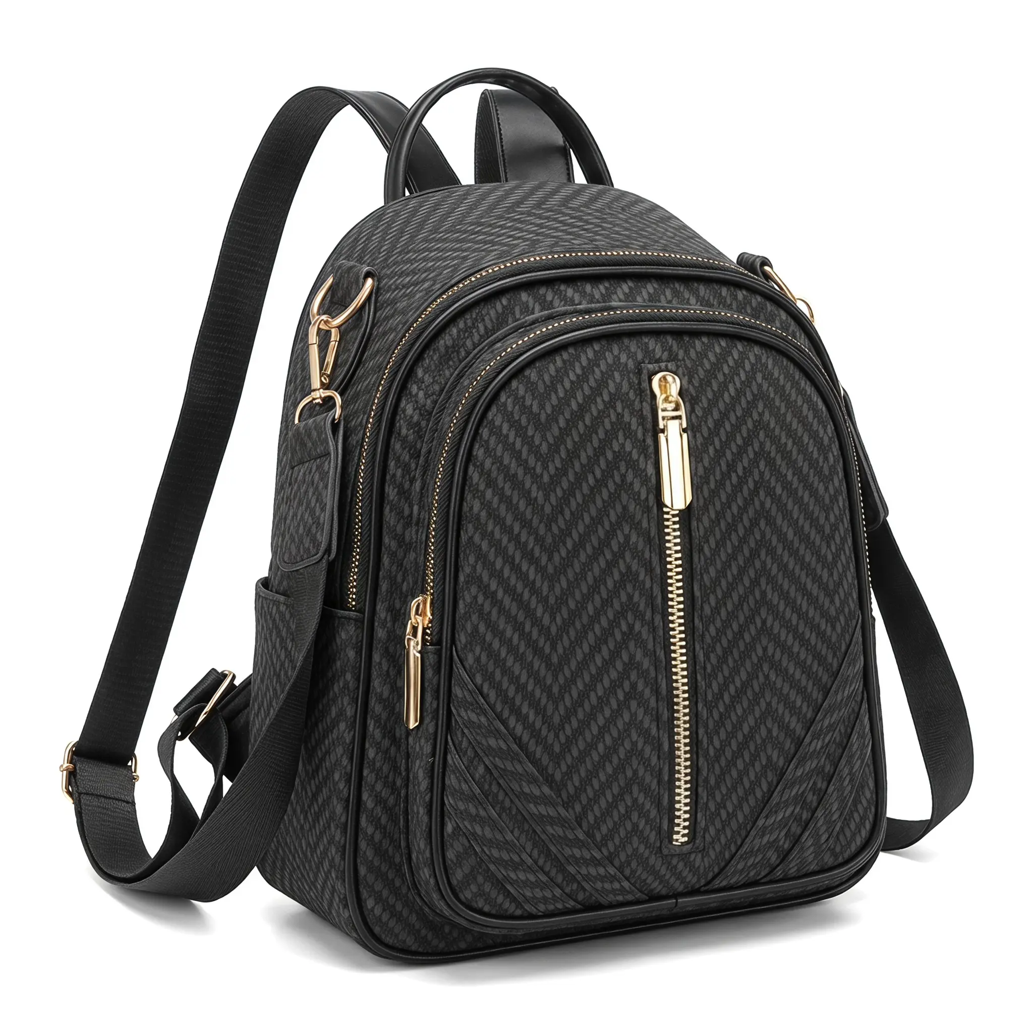 Cozy Large PU Backpack for Women Daily Commute Student Laptop Bag Soft Zipper Urban Minimalist Street Style Wear Resistant Polyester Lining Black Off White Brown Coffee Blue