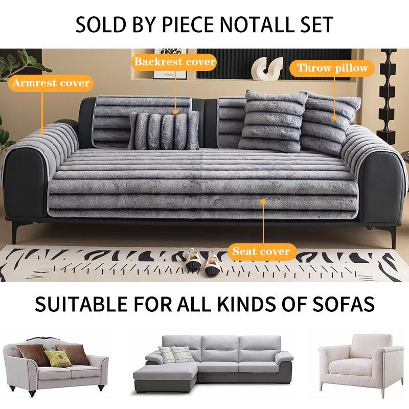 Modern Soft Plush Sofa Cover, Couch Slipcover, 1-Count Non-Slip Comfortable Sofa Cushion Cover and Pillowcase without Filler, Sofa Protector for Home Living Room, Bedroom and Hotel