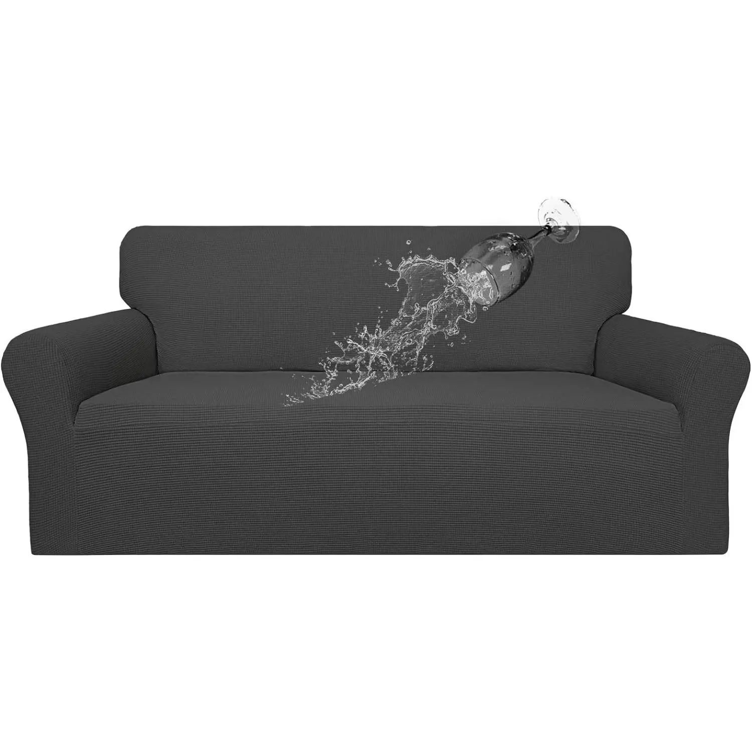 100% Waterproof Couch Cover, Dual Waterproof Sofa Cover, Stretch Jacquard Sofa Slipcover, Furniture Protector for Kids, Pets, Dog and Cat (Sofa, Dark Gray)