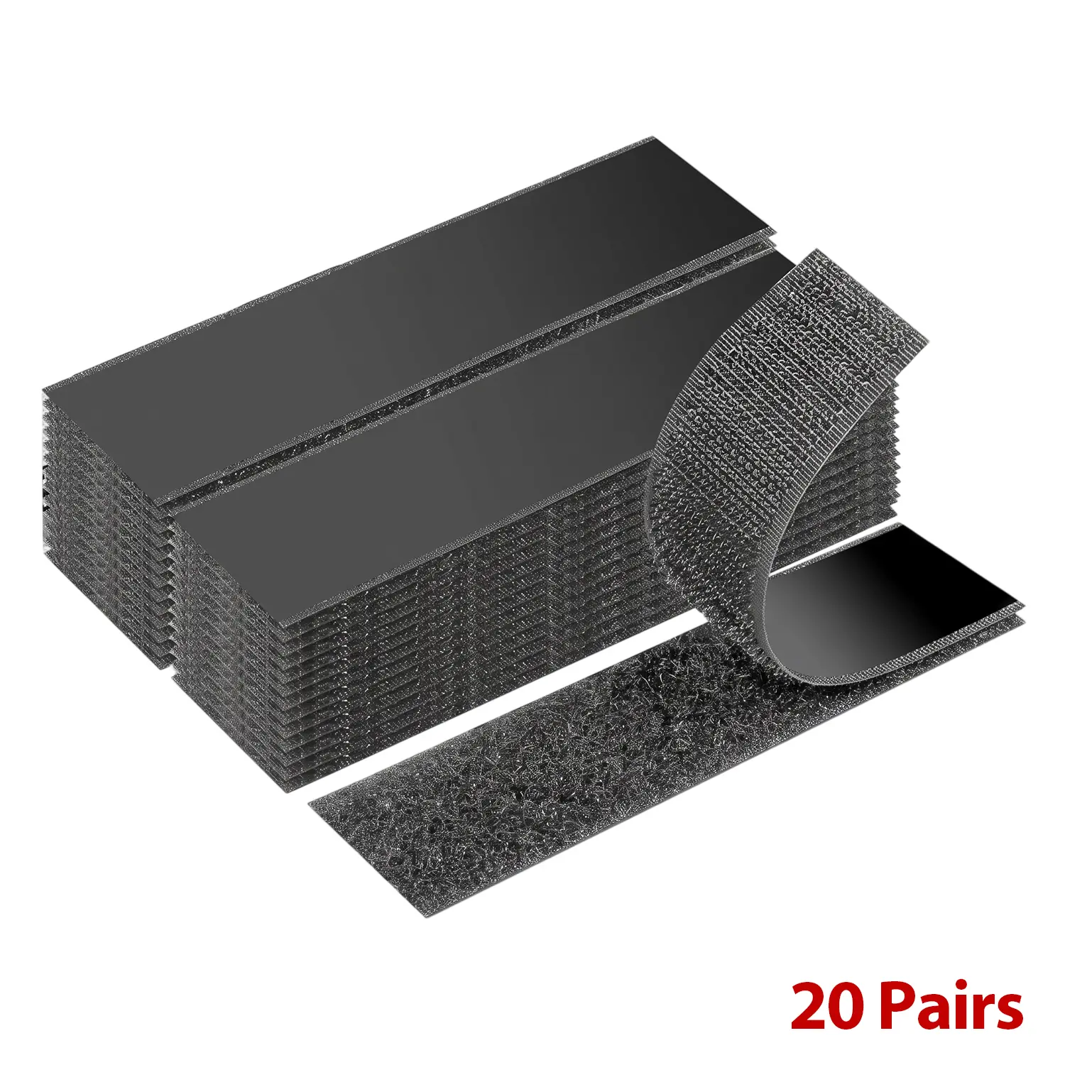 20-Pack Self-Adhesive Hook-and-Loop Fastener Strips, Double-Sided Reusable Fastening Tape for Cable Organization, Wall Decor, DIY Projects, Home and Office Use