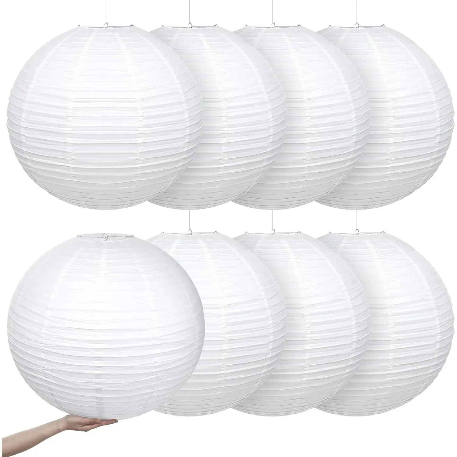 8 count 30 Inch White  Paper Lanterns Large  Chinese  Paper Lanterns Decoration for  Wedding Party Ceiling Decoration