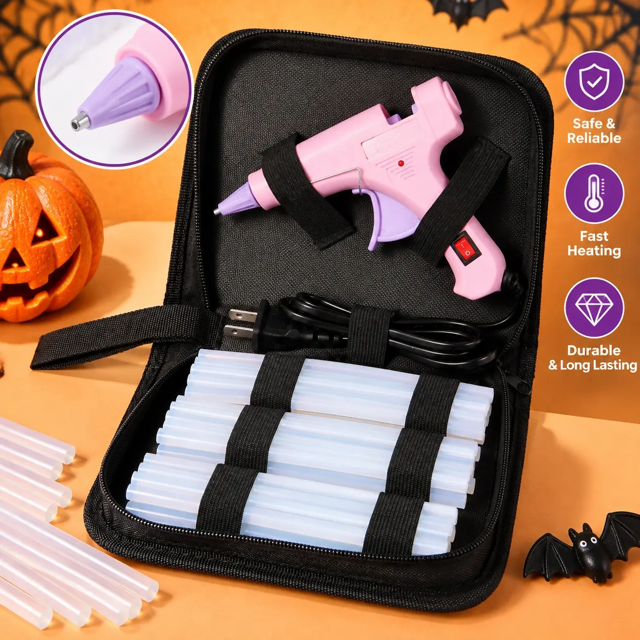30W Pink Hot Melt Glue Gun Kit with 30pcs 0.27x5.9 Inches (7x150mm) Glue Gun Stick for School Crafts DIY Arts and Quick Home Repairs