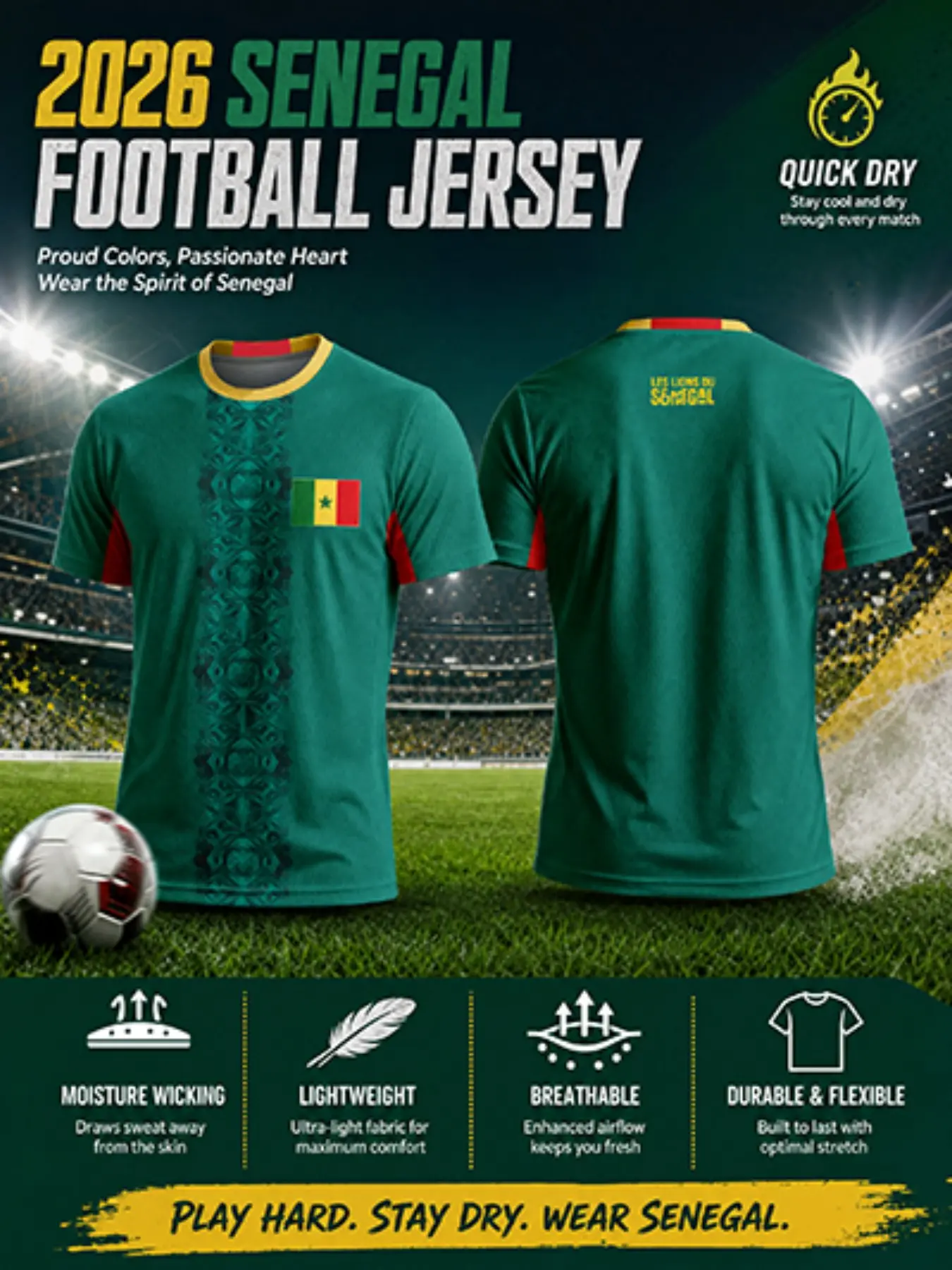 Senegal Men's Traditional African Tribal Football Jersey, Quick-Dry Breathable Sportswear, Geometric Print Short Sleeve T-Shirt, West Africa Street Fashion