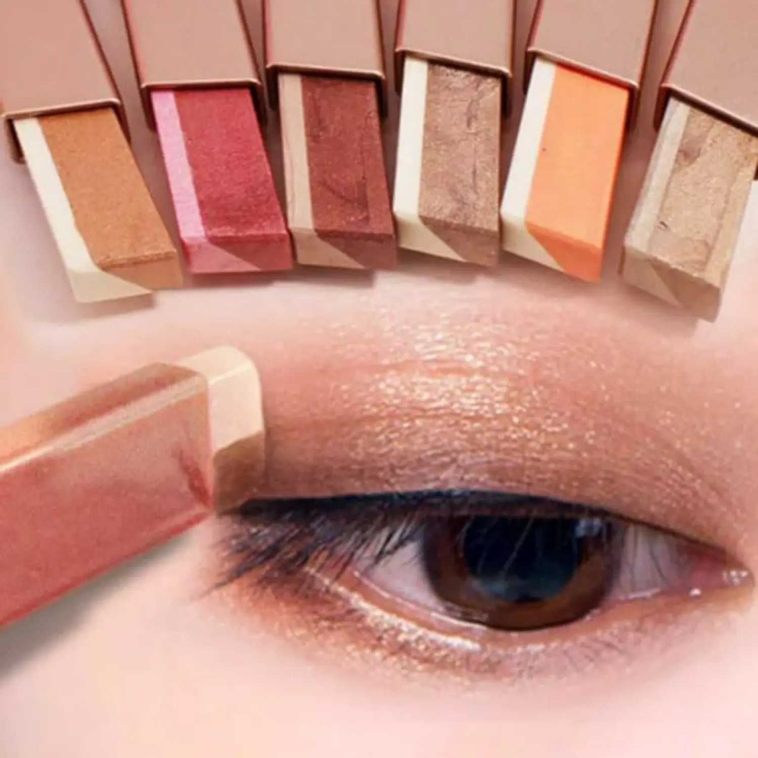 6 Pcs Two Color Smooth Eyeshadow Stick Set, Portable Two Tone Eyeshadow Gradient Stick, Gradient Eye shadow Waterproof Eye shadow Pen for Eye Makeup