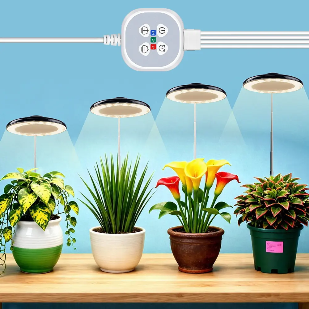 Full Spectrum USB LED UFO Grow Light, Grow Lights For Indoor Plants, 8/12/16Hours Cycle Timing Adjustable Brightness Sunlight Red Blue 5V Indoor Dimmable Flower Green Plant Hydroponics UV IR Greenhouse Tent Lighting