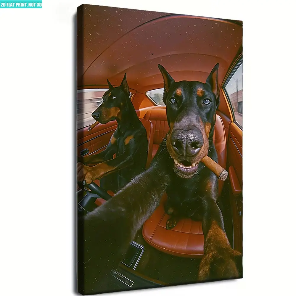 Vintage dachshund canvas wall art poster print with bohemian classical style, ideal decoration for bedroom, living room, pet room and car interior decor church unique art decoration