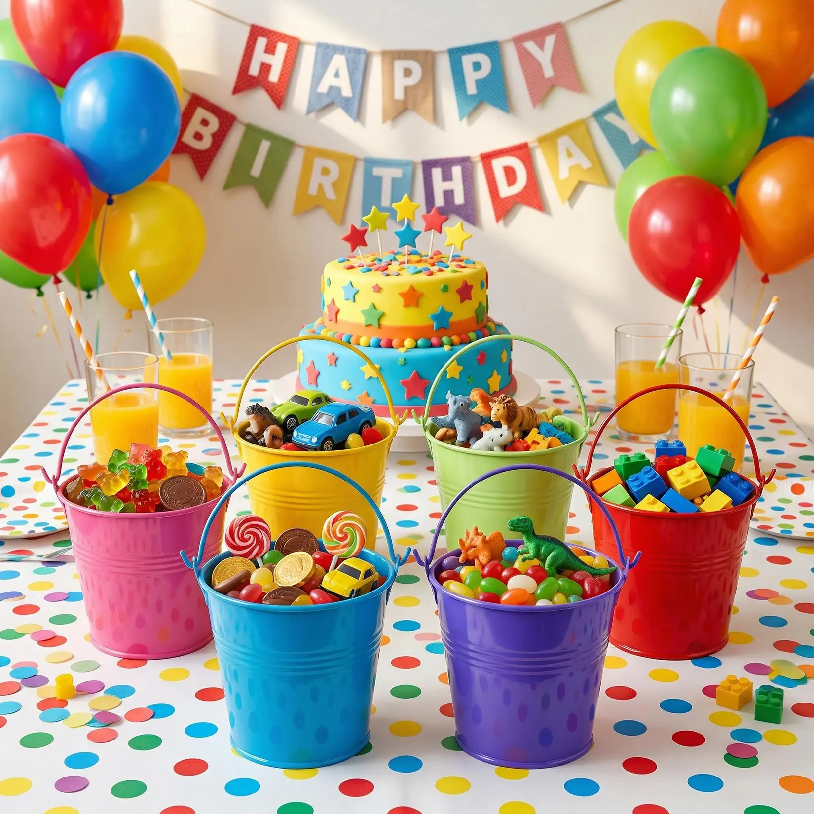 24 Pack Mini Metal Buckets with Handles – Small Galvanized Tin Pails, 6 Assorted Colors – Great for Candy Storage, Party Tokens, Crafts, Planters, Kids’ Toys, and Kitchen Organization