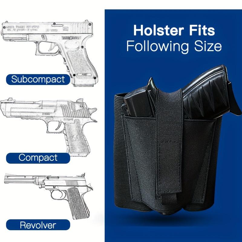 Elastic Black Ankle Holster with Ankle Holster for Concealed Carry, Elastic Deep Concealed Leg Holster with Magazine Pocket/Pouch, Male and Female, Right and Left Hand Drawing
