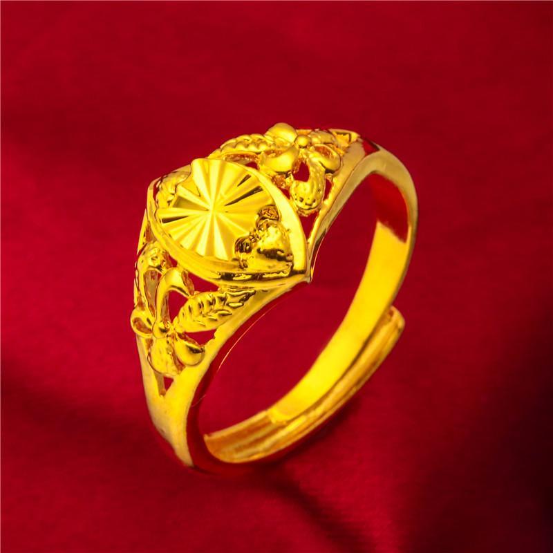 NEW Dubai Flower Gold Color Arab Rings For Women Resizable Ethiopia Wedding Jewelry African Party Gift Nigerian Jewellery