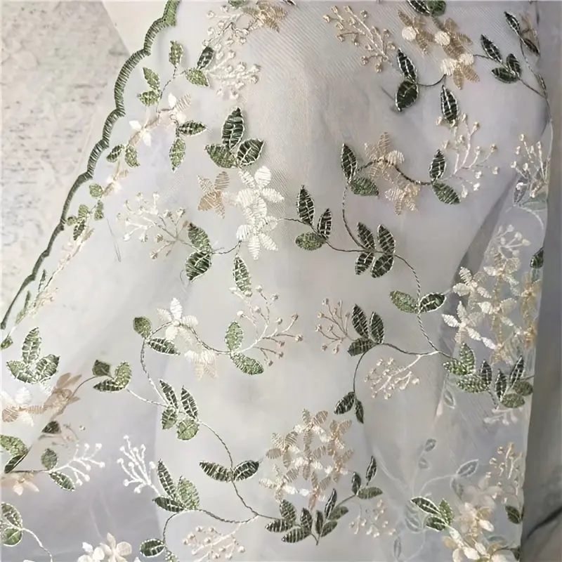 Floral Embroidered Tulle Fabric, sheer mesh for wedding dresses, DIY crafts, and curtains