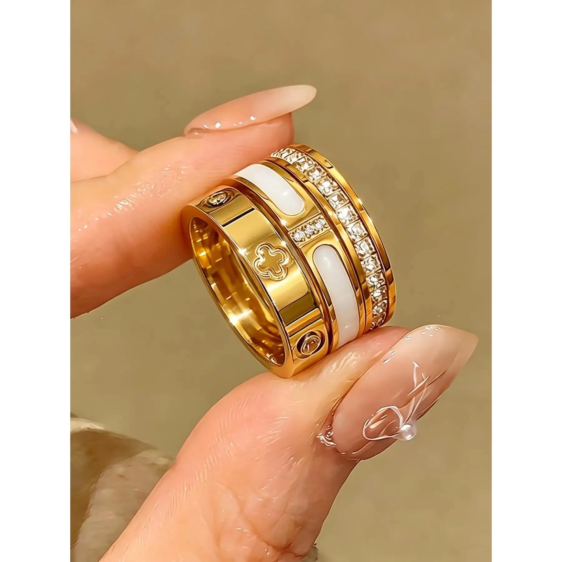 3pcs 18K Gold-Plated Luxury Sparkling Ring Set, Available in Multiple Sizes, Waterproof, Wear-Resistant, and Hypoallergenic, Suitable for Women's Daily Wear, Parties, Gifting, and Vacations, Stunning Beautiful Rings Set